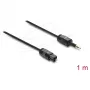 Delock TOSLINK Cable Mini TOSLINK 3.5 mm Plug to TOSLINK Plug, Ø 2.2 mm, 1 m, Black