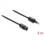 Delock TOSLINK Cable Mini TOSLINK 3.5 mm Plug to TOSLINK Plug, Ø 2.2 mm, 3 m, Black