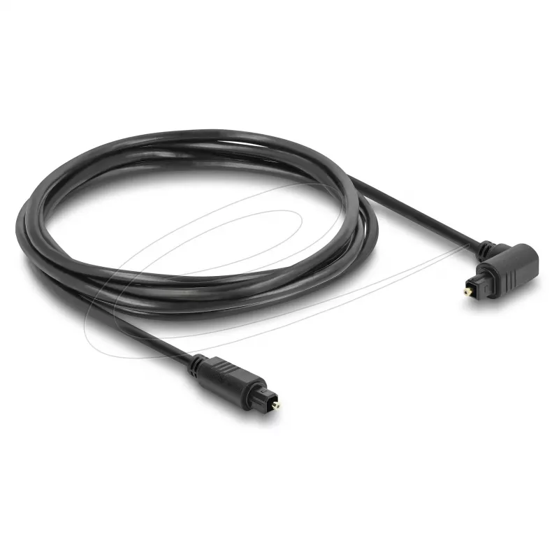 Delock TOSLINK Digital Optical Audio Cable, 90° Angled to Straight, 1.5 m, 4 mm, Black