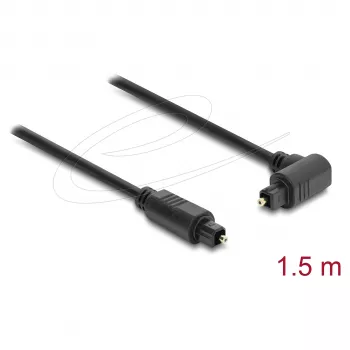 Delock TOSLINK Digital Optical Audio Cable, 90° Angled to Straight, 1.5 m, 4 mm, Black