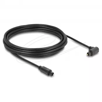 Delock TOSLINK Optical Audio Cable 5m, 90° Angled to Straight Connectors, 4mm, Black