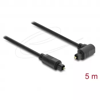 Delock TOSLINK Optical Audio Cable 5m, 90° Angled to Straight Connectors, 4mm, Black