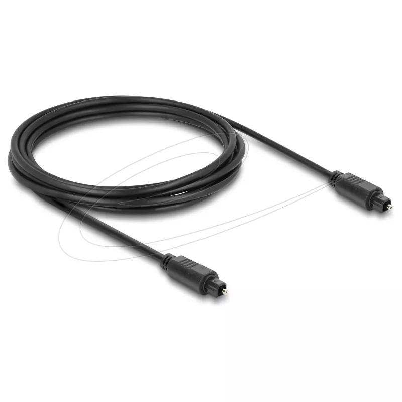 Delock TOSLINK Optical Audio Cable, Male to Male, 3 m, 4 mm, Black