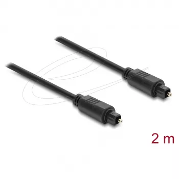 Delock TOSLINK Optical Audio Cable, Male to Male, 4 mm, 2 m, Black