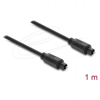 Delock TOSLINK Optical Audio Cable, Plug to Plug, 4 mm Diameter, 1 m, Black