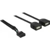 Delock USB 2.0 Pin Header to 2 x Type-A Female Adapter Cable 40 cm 83823