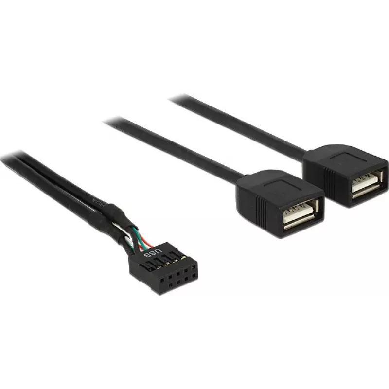 Delock USB 2.0 Pin Header to 2 x Type-A Female Adapter Cable 40 cm 83823