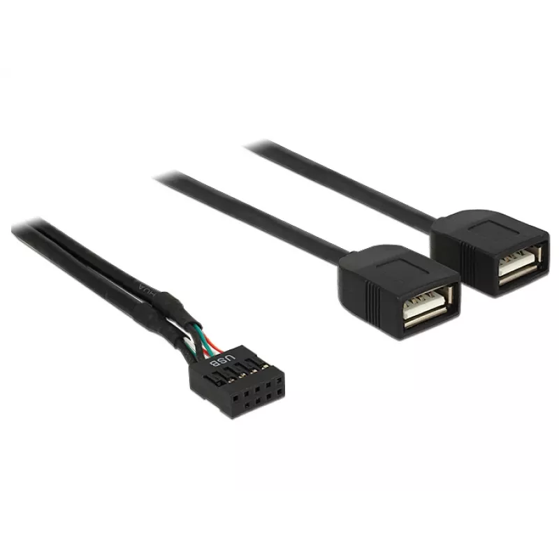 Delock USB 2.0 Pin Header to 2 x Type-A Female Adapter Cable 40 cm 83823