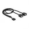 Delock USB 2.0 Pin Header to 2 x Type-A Female Adapter Cable 40 cm 83823