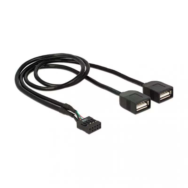Delock USB 2.0 Pin Header to 2 x Type-A Female Adapter Cable 40 cm 83823