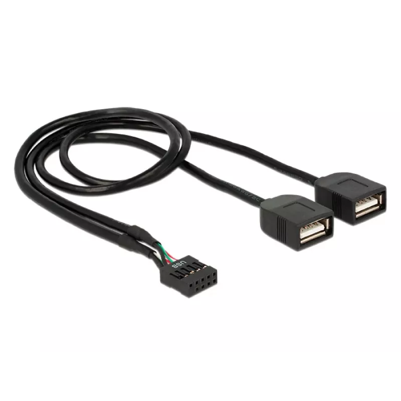Delock USB 2.0 Pin Header to 2 x Type-A Female Adapter Cable 40 cm 83823