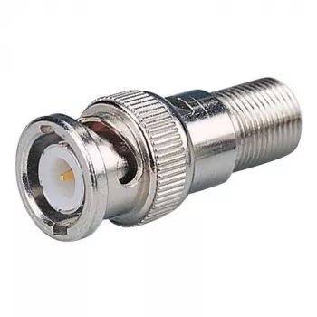 DELTA BNC to F-Type Adapter, Female F Socket to Male BNC Plug, 75 Ohm, Nickel-Plated Brass