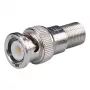 DELTA BNC to F-Type Adapter, Female F Socket to Male BNC Plug, 75 Ohm, Nickel-Plated Brass