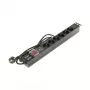 DELTA PD-6/R-SPD-1L Power Strip with Surge Protection, 6 Type E Outlets, 230V/10A, 1.5m Cable, Black