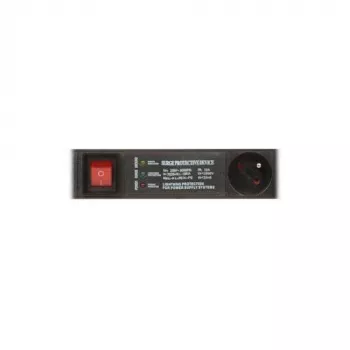 DELTA PD-6/R-SPD-3L 6-Outlet Surge Protected Power Strip with 2-Pole Switch, 1.5m Cable, Type E Sockets, 2300W, Black