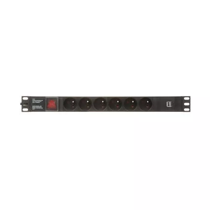 DELTA Power Strip 6 Schuko Sockets PD-6/R-USB