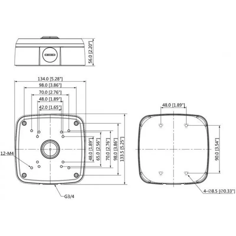 DELTA STG-PFA121 Junction Box Wall Mount Bracket for Dahua Dome Cameras, White, IP66, Aluminum