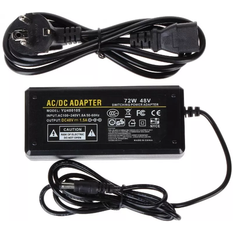 DELTA Switching Power Supply 48V 1.5A 72W with 5.5mm x 2.1mm DC Plug