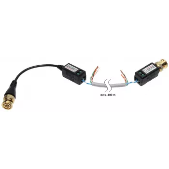 DELTA TR-1CD*P2 Passive Video Balun Transceiver for CVBS/AHD/HD-CVI/HD-TVI, BNC to Screw Terminal, Up to 8MP 4K, 150-600m over UTP