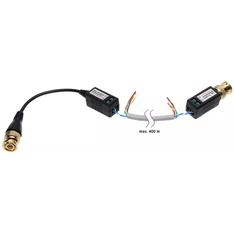 DELTA TR-1CD*P2 Passive Video Balun Transceiver for CVBS/AHD/HD-CVI/HD-TVI, BNC to Screw Terminal, Up to 8MP 4K, 150-600m over UTP