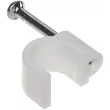 DELTA TRZ-7/100 Cable Clip White 100 pcs - 7mm Round Nail-In Polyethylene Cable Holder for Indoor Cable Management