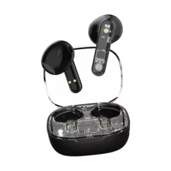DELTACO Streetz T150-BLK True Wireless In-Ear Headphones, Transparent Black, Bluetooth 5.3, 13mm Drivers, IPX4, 20h Total Playtime
