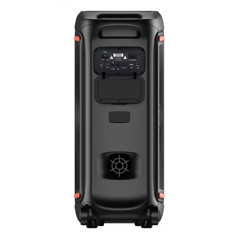Denver BPS-470 Bluetooth Party Speaker with Karaoke, 2000W PMPO, 20W RMS, LED Lights, FM Radio, TWS, Microphone Included, Black