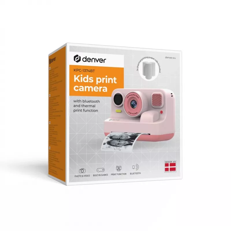 Denver KPC-1374BTRO Children's Digital Camera with Bluetooth, Pink