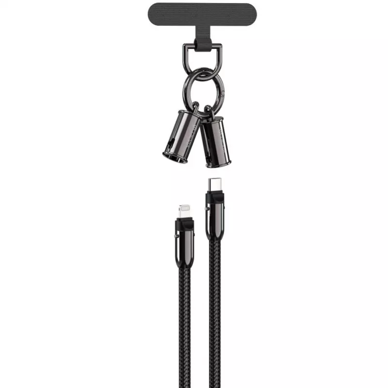 Devia 2-in-1 USB-C to Lightning Cable Lanyard 1.2m 27W Black