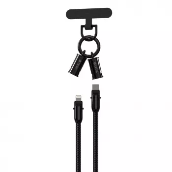Devia 2-in-1 USB-C to Lightning Cable Lanyard 1.2m 27W Black