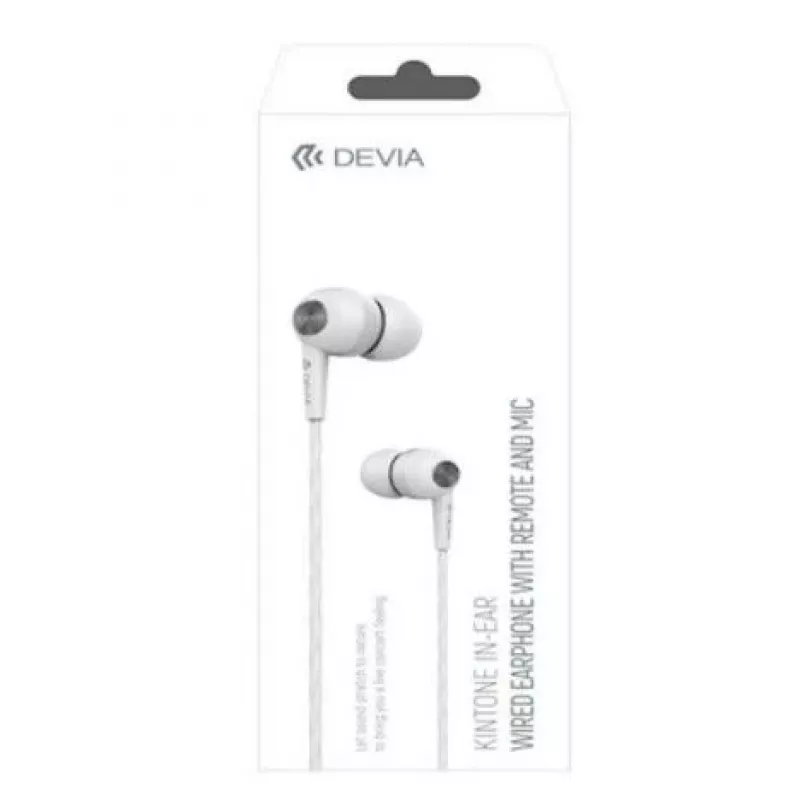 Devia Kintone Wired Earphones with 3.5mm Jack, White