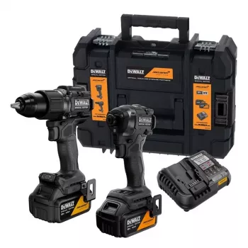 DEWALT DCK2222MM2T-QW 18V XR Brushless Twin Pack Combi Drill & Impact Driver Kit with 2x4.0Ah Batteries, Charger, TSTAK II Case