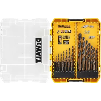 DEWALT DT70755-QZ HSS-G Metal Drill Bit Set, 10 Pieces, 1/4 inch Hex Shank, 135° Split Point, DIN 338, TSTAK Tough Case