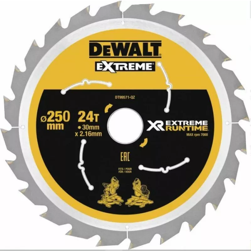 DEWALT DT99573 Circular Saw Blade 250 mm 60 Teeth TCT Fine Cut for Wood, Plywood, MDF, Chipboard