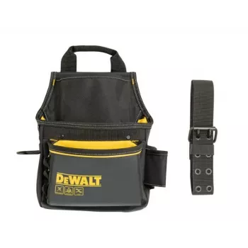 DEWALT DWST40101-1 Heavy-Duty Tarpaulin Tool Storage Case, Black/Yellow, Water-Resistant, Wide Mouth, Reinforced Base