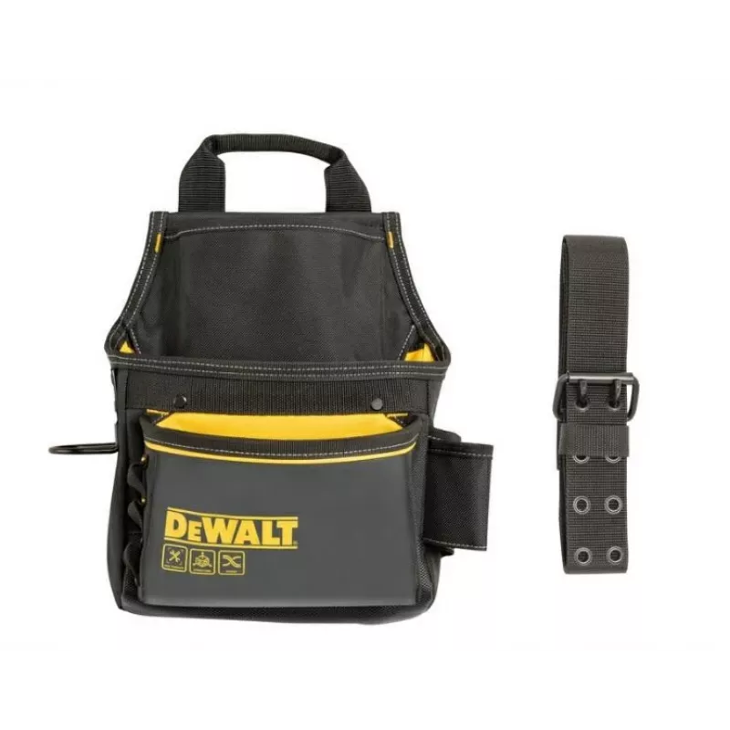 DEWALT DWST40101-1 Heavy-Duty Tarpaulin Tool Storage Case, Black/Yellow, Water-Resistant, Wide Mouth, Reinforced Base