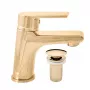 Diamond Basin Mixer Tap with Pop-up Waste, Gold PVD, Single Lever, Deck Mounted, Solid Brass, DCO127.5KZ