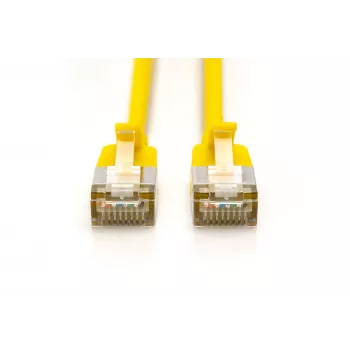 DIGITUS CAT 6A F-FTP Slim Patch Cable, 1 m, Yellow, 10-Pack, LSZH, 10 Gbps, 500 MHz