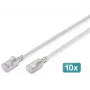 DIGITUS CAT 6A F/FTP Slim Patch Cable, 2 m, Grey, 10-Pack, LSZH, 10GBase-T, 500 MHz, RJ45