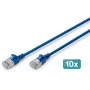 DIGITUS CAT 6A F/FTP Slim Patch Cable, 3 m, Blue, 10-Pack, LSZH, RJ45, 10 Gbps