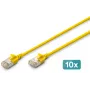 DIGITUS CAT 6A F-FTP Slim Patch Cable, 3 m, Yellow, 10-Pack, LSZH, 10G Ethernet, RJ45
