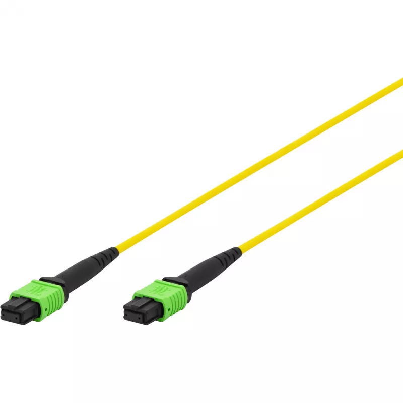 DIGITUS Fiber Optic Patch Cable MPO to MPO, OS2 Singlemode 9/125 µm, 12 Fibers, 5 m, LSZH, Yellow DK-2966-05