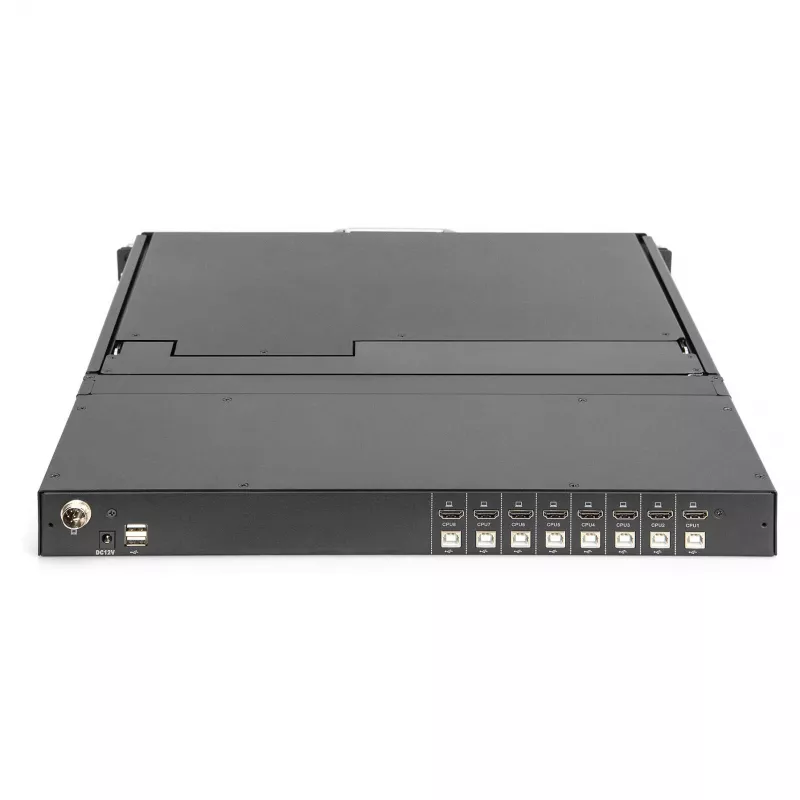 DIGITUS Modular 19-inch HD LCD KVM Console with 8-Port HDMI KVM Switch, Touchpad, German Keyboard Layout