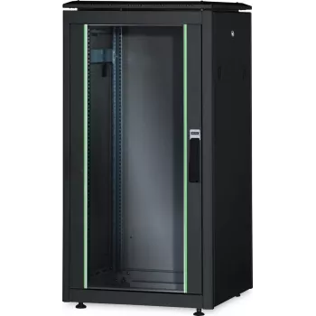 DIGITUS Unique 26U Network Cabinet 1342x600x1000mm Black (Freestanding, Glass Door)