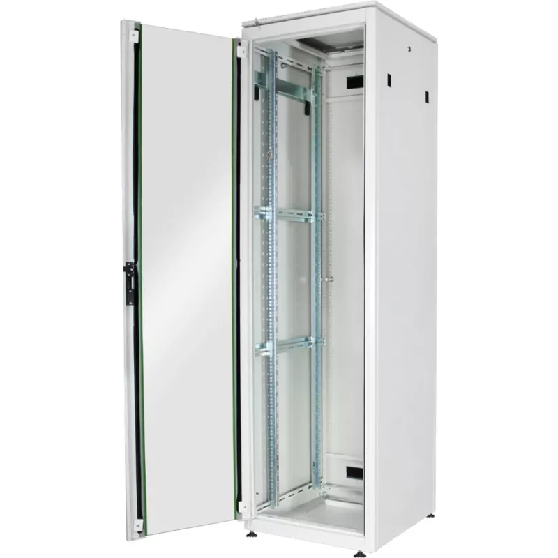 DIGITUS Unique Series 42U Network Enclosure 600x600mm Light Grey, Lockable Glass Front Door, Steel Rear Door, Removable Side Panels, 19-Inch Rack Cabinet