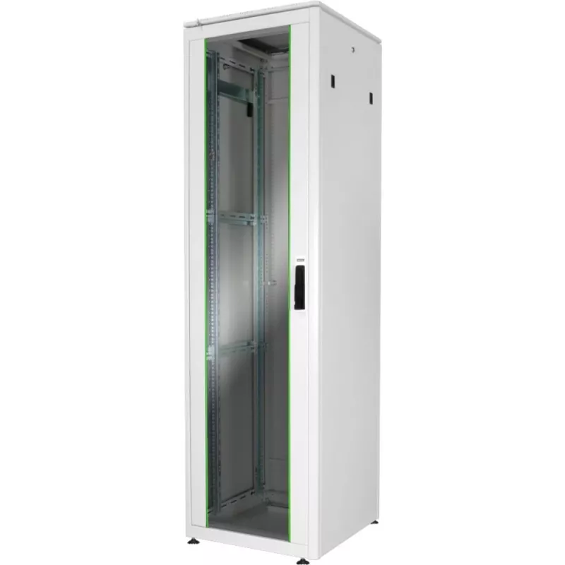 DIGITUS Unique Series 42U Network Enclosure 600x600mm Light Grey, Lockable Glass Front Door, Steel Rear Door, Removable Side Panels, 19-Inch Rack Cabinet