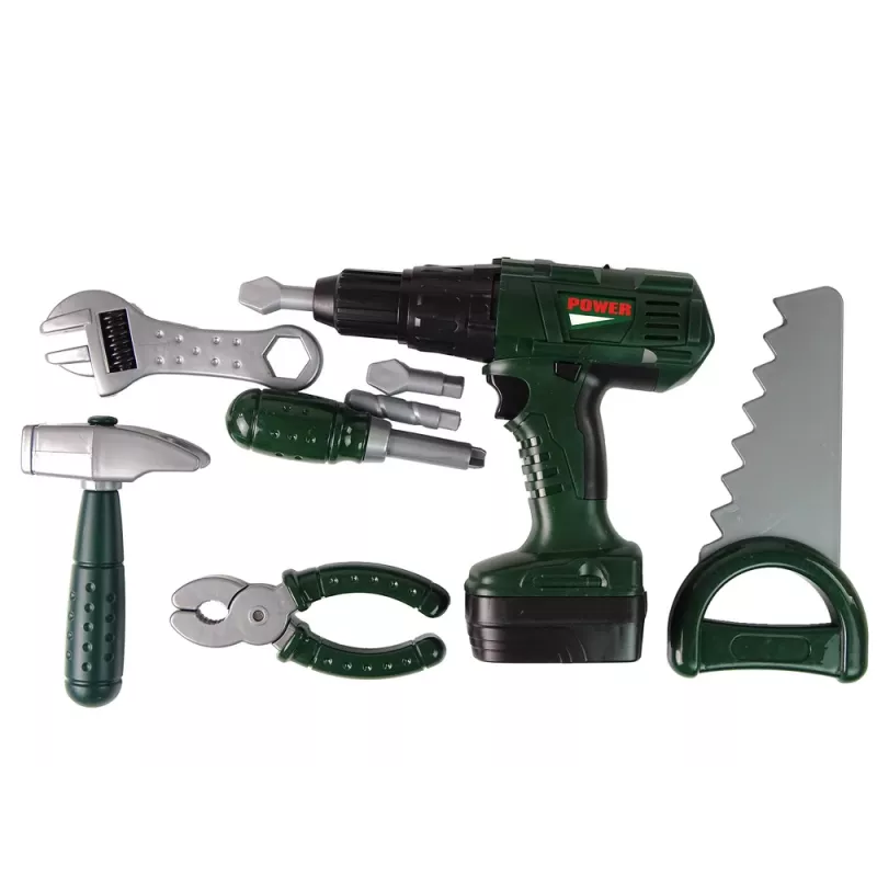 DIY Kit Organizer Battery Operated Screwdriver Green 13473 Lean Toys