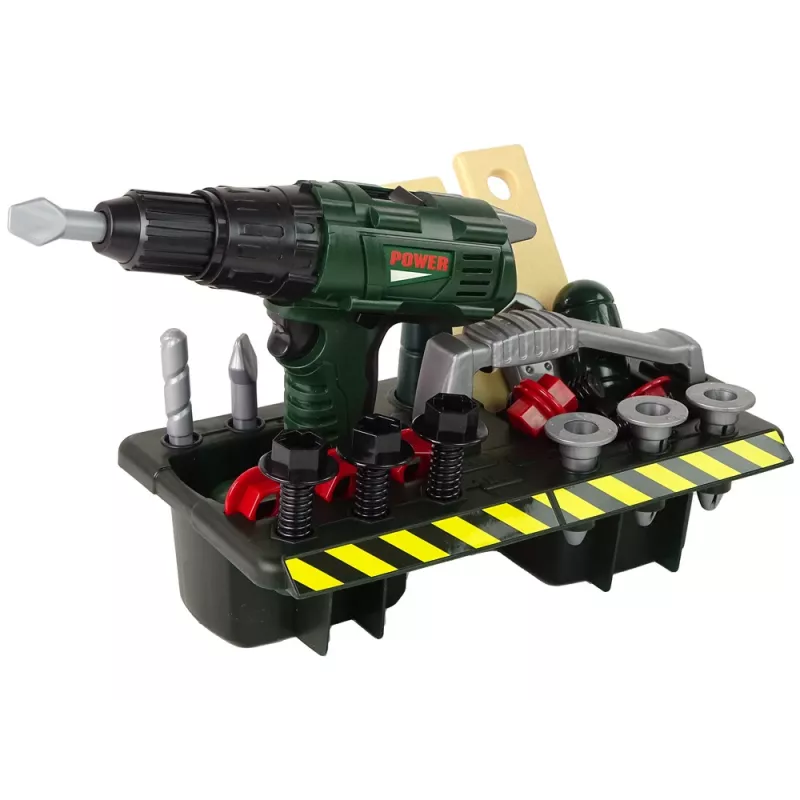 DIY Kit Organizer Battery Operated Screwdriver Green 13473 Lean Toys