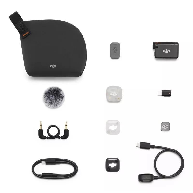 DJI Mic Mini 2S Wireless Microphone System (1 TX + 1 RX) - 2.4GHz Digital, 32-bit Float Recording, 250m Range, OLED Touchscreen, Magnetic Clip, for Cameras & Smartphones