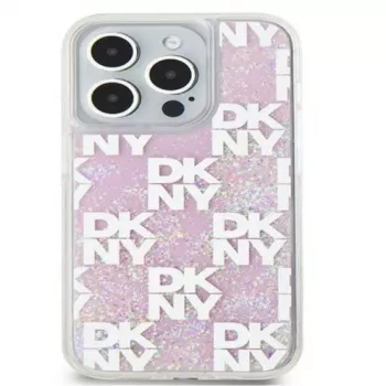 DKNY Apple iPhone 15 Pro 6.1 Hardcase Liquid Glitter Multilogo Pink